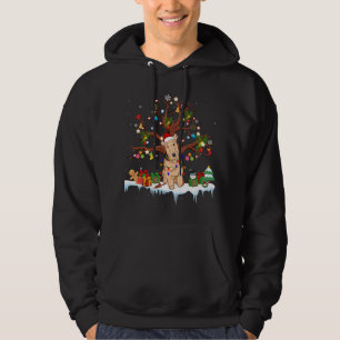 Santa Lakeland Terrier Dog Wearing Christmas Hat T Hoodie
