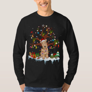 Santa Lakeland Terrier Dog Wearing Christmas Hat T T-Shirt