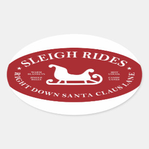 Santa Lane Sleigh Rides Oval Sticker