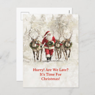 Santa Late Christmas Postcard