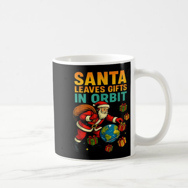Santa Leaves In Orbit Funny Xmas Space  Coffee Mug (Right)