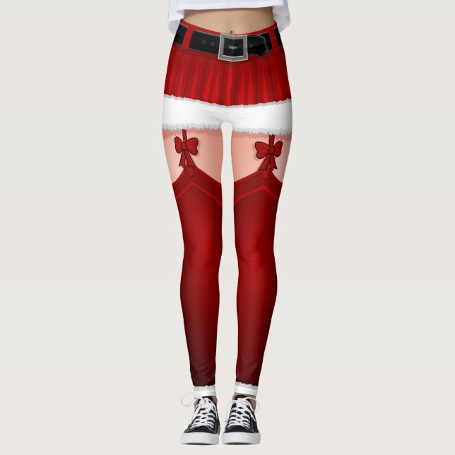Santa Leggings Funny Christmas Costume Leggings (Front)