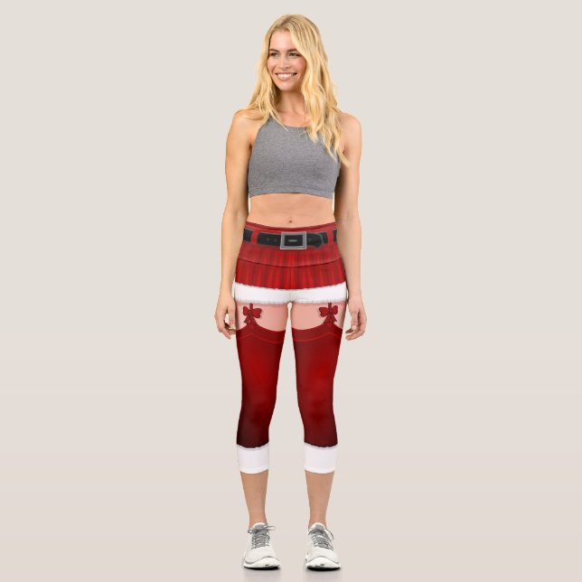 Santa Leggings Funny Christmas Costume Yoga Pants (Front)