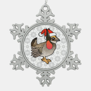 Santa Lesser Prairie-Chicken Snowflake Pewter Christmas Ornament