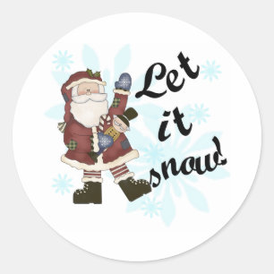 Santa Let it Snow Christmas Winter Classic Round Sticker