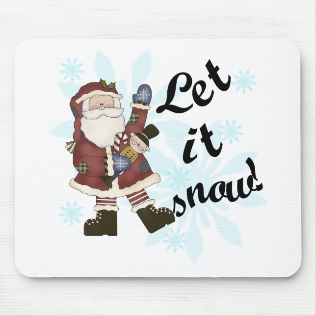 Santa Let it Snow T-shirts and Gifts Mouse Mat (Front)