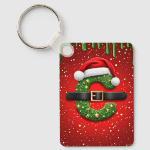 Santa Letter C With Christmas Wreath Decor 🎁 Key Ring