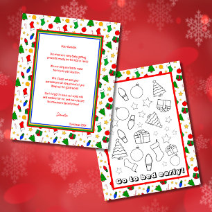 Santa Letter & Colouring Page Paper Sheet