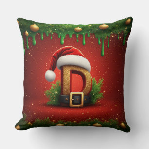 Santa Letter D With Christmas Wreath Style 🎁 Cushion