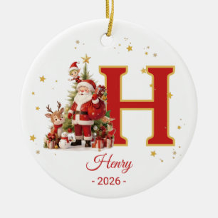Santa Letter Monogram Kids Custom Name Ornament