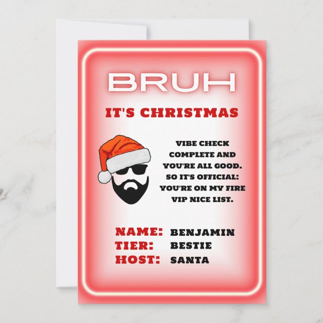 Santa Letter to Teen  |  Christmas Nice List Invitation (Front)