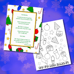 Santa Letter with Colouring Page Paper Sheet