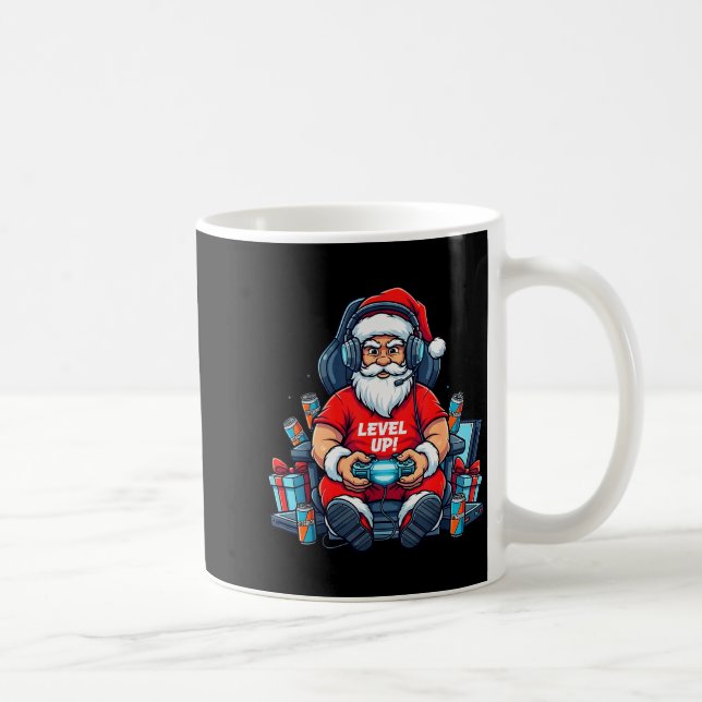 Santa Level Up Funny Gamer Holiday Christmas Video Coffee Mug (Right)