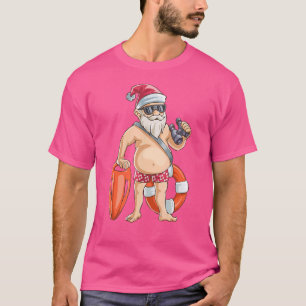 Santa Lifeguard Cool Summer Beach Christmas In Jul T-Shirt