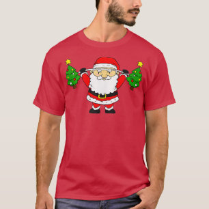 Santa Lifting Christmas rees Funny Snatch Barbell  T-Shirt