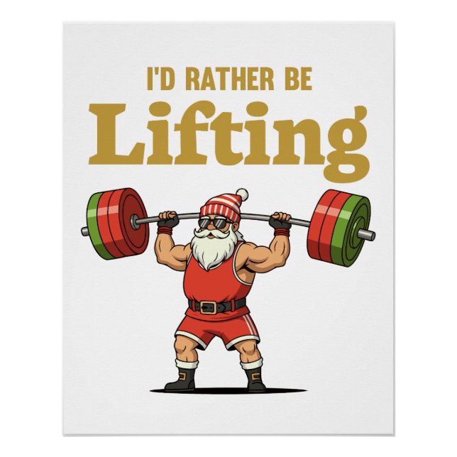 Santa Lifting Weights Poster (Front)