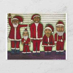 Santa Line Up Holiday Postcard