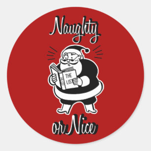 Santa List Naughty or Nice Christmas Round Sticker
