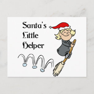 Santa little helper holiday postcard