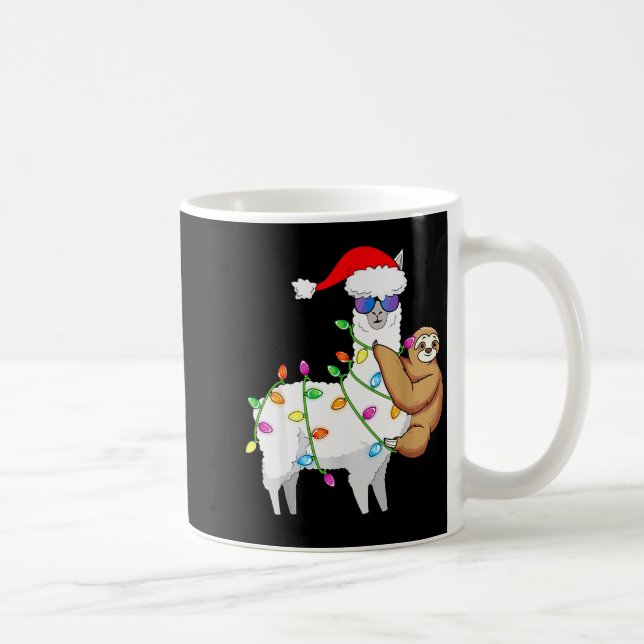 Santa Llama Xmas Funny Llama Sloth Christmas  Coffee Mug (Right)