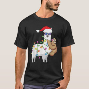 Santa Llama Xmas Funny LLama Sloth Christmas  T-Shirt