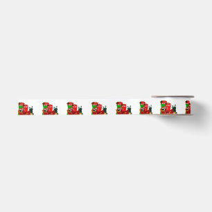 Santa Loading Sleigh White Ribbon Satin Ribbon