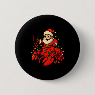 Santa Lobster Christmas Pajama Santa Riding Lobste 6 Cm Round Badge