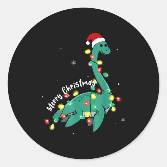 Santa Loch Ness Monster Christmas Nessie Boys Girl Classic Round Sticker (Front)