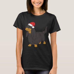 Santa Long Haired Dachshund Winter Christmas Dog M T-Shirt