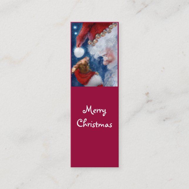 Santa Loves Animals Holiday bookmark Mini Business Card (Front)
