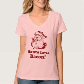 Santa Loves Bacon Ladies Shirt