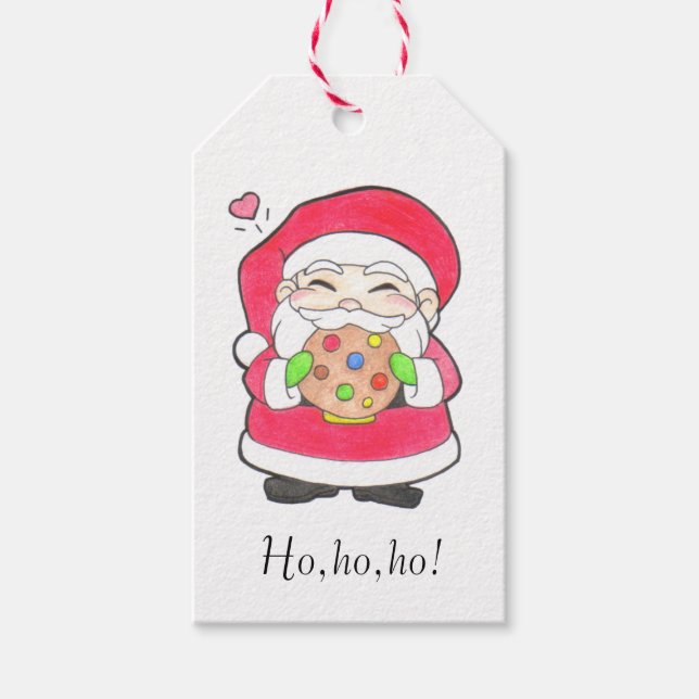 Santa Loves Cookies Gift Tags (Front)