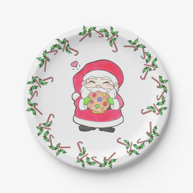 Santa Loves Cookies Paper Plates (Front)