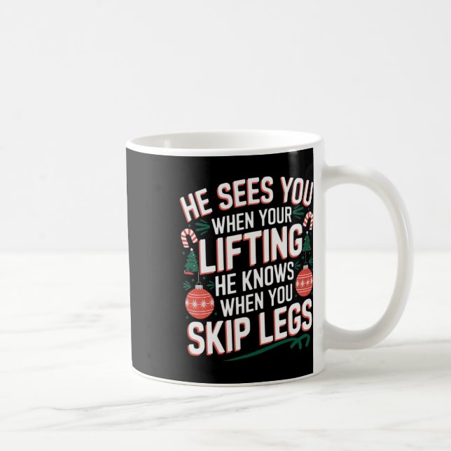 Santa Loves Leg Day Christmas Fitness - Uni-adults Coffee Mug (Right)