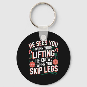 Santa Loves Leg Day Christmas Fitness - Uni-adults Key Ring