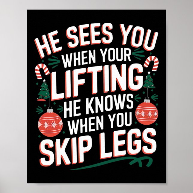 Santa Loves Leg Day Christmas Fitness - Uni-adults Poster (Front)