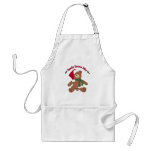 Santa Loves Me! Christmas Teddy Bear Standard Apron