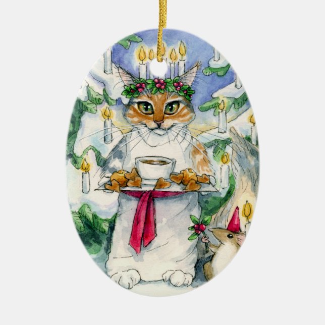 Santa Lucia Christmas Cat ornament (Front)