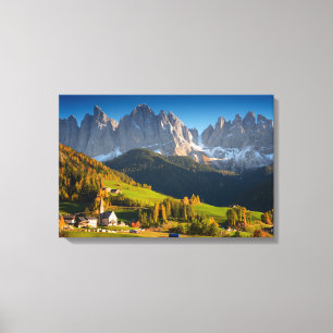 Santa Maddalena mountain village in autumn canvas