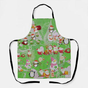 Santa Magical Green New Year Apron