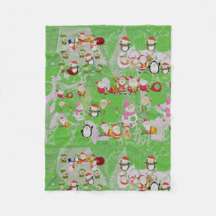 Santa Magical Green New Year Fleece Blanket