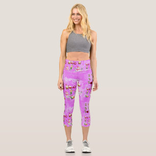 Santa Magical Pink New Year Capri Leggings