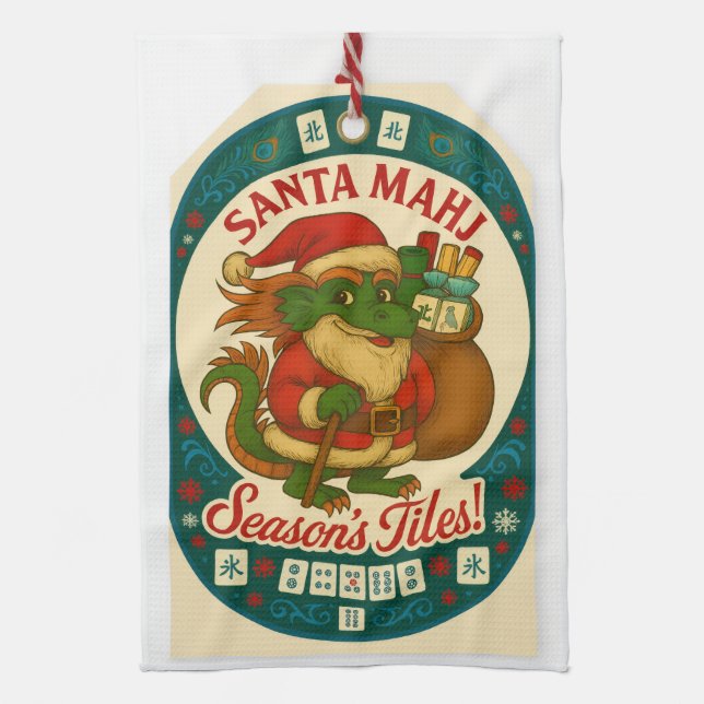 Santa Mahj Kitchen Towel (Vertical)