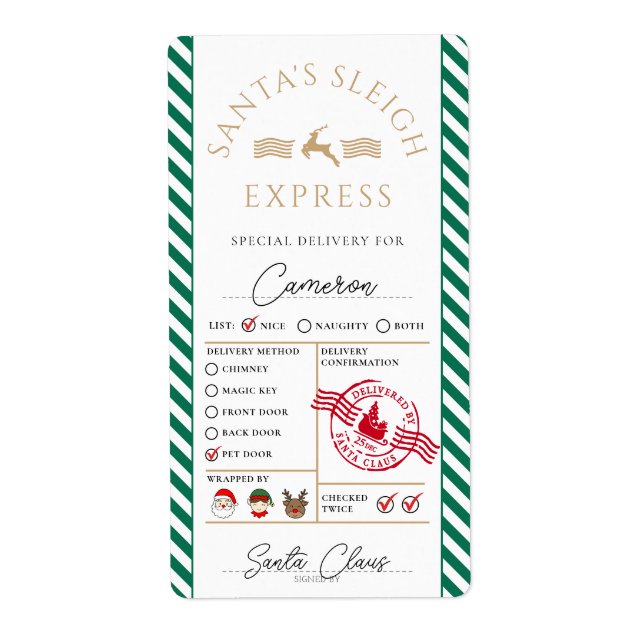 Santa Mail Express Special Delivery Gift Sticker (Front)