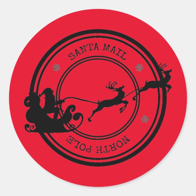 Santa Mail North Pole Classic Round Sticker (Front)