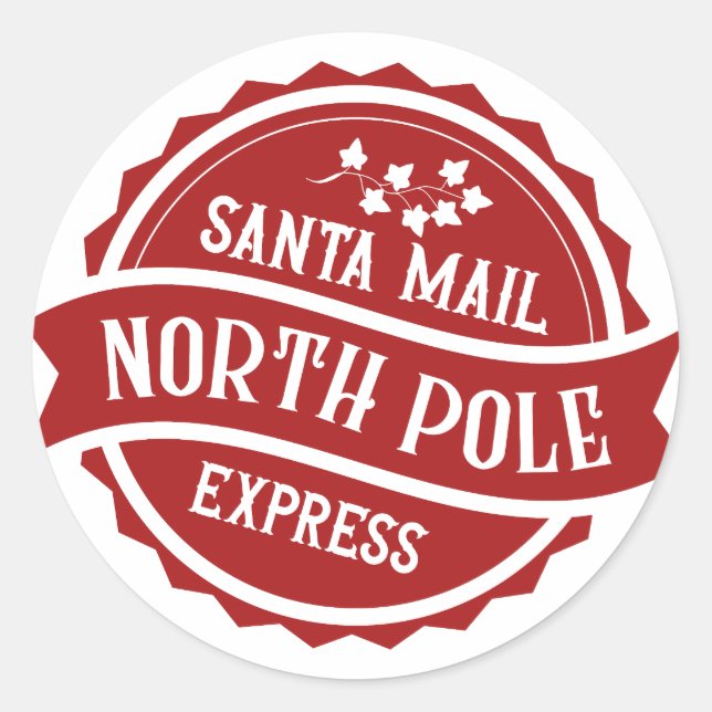 Santa Mail North Pole Express  Classic Round Sticker (Front)