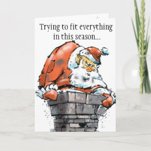 Santa making it all fit for the season holiday card