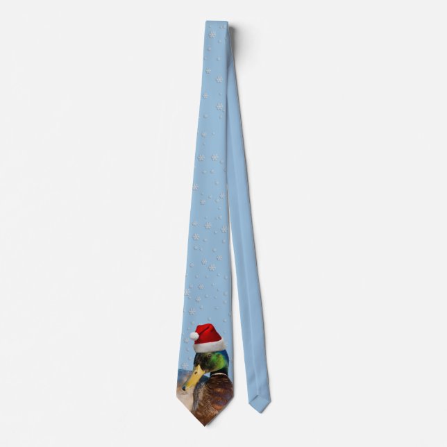 Santa Mallard Duck Christmas Tie (Front)