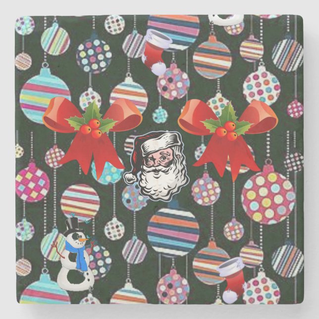 Santa Marble Stone Coaster Christmas (Front)