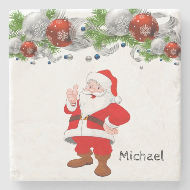 Santa Marble Stone Coaster Christmas (Front)